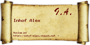 Inhof Alex névjegykártya